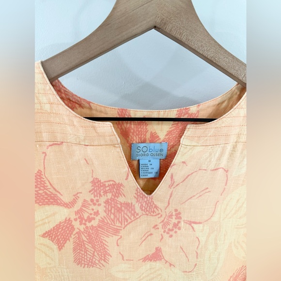 Sigrid Olsen Linen Shift Dress Floral Orange Size 8 - Picture 4 of 6